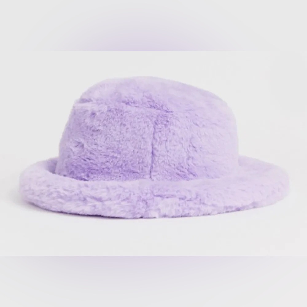 Asos Design Lilac Faux Fur Bucket Hat